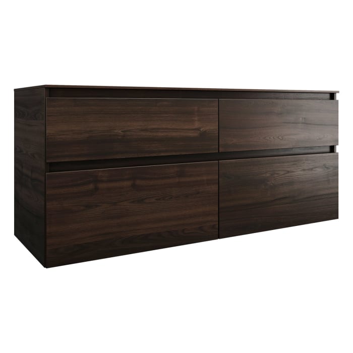 burgbad Lin20 Waschtischunterschrank mit Konsolenplatte 140 cm, 4 Auszüge, Beckenausschnitt links