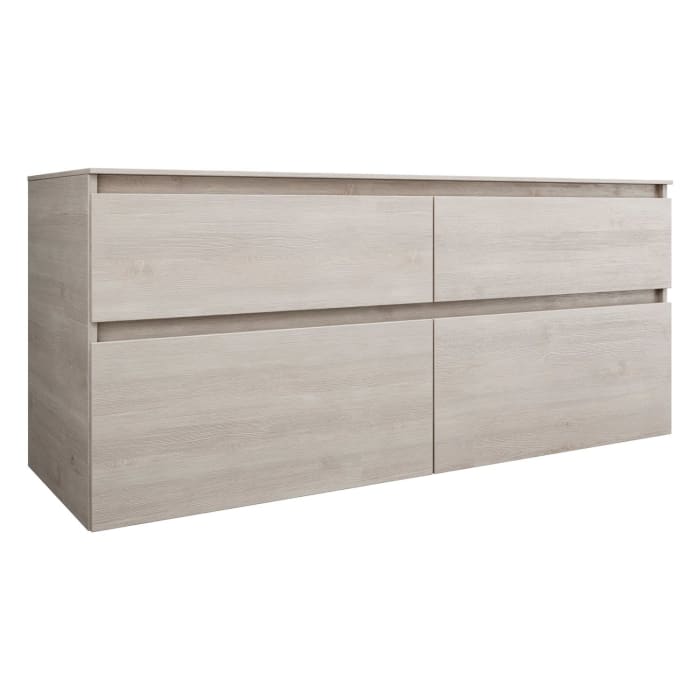 burgbad Lin20 Waschtischunterschrank mit Konsolenplatte 140 cm, 4 Auszüge, Beckenausschnitt rechts