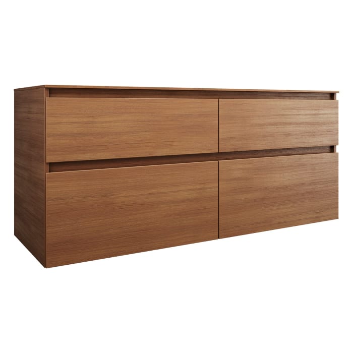 burgbad Lin20 Waschtischunterschrank mit Konsolenplatte 140 cm, 4 Auszüge, Beckenausschnitt rechts