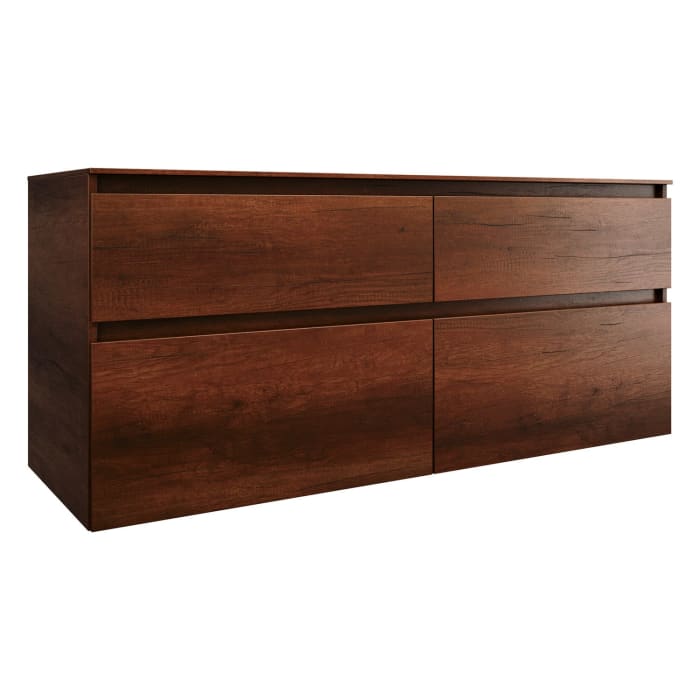 burgbad Lin20 Waschtischunterschrank mit Konsolenplatte 140 cm, 4 Auszüge, Beckenausschnitt rechts