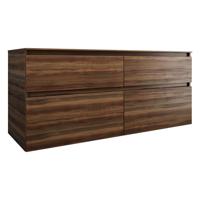 burgbad Lin20 Waschtischunterschrank mit Konsolenplatte 140 cm, 4 Auszüge, Beckenausschnitt rechts