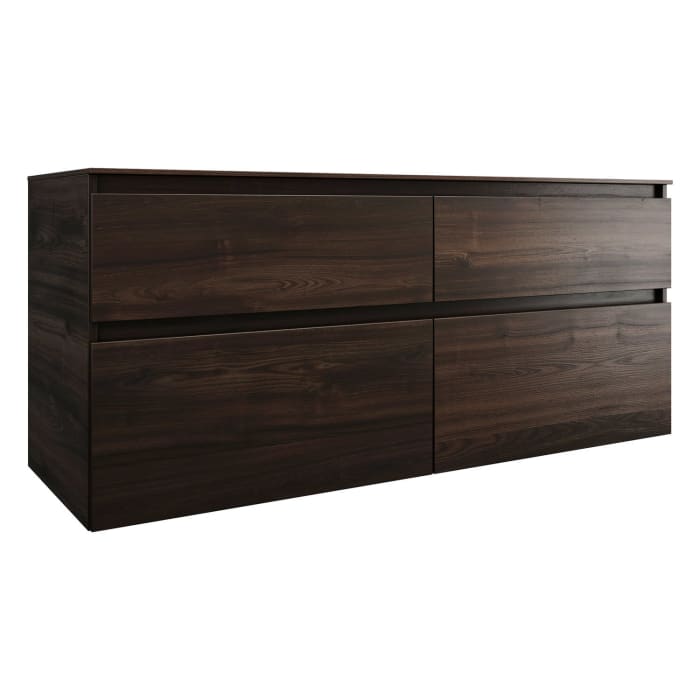 burgbad Lin20 Waschtischunterschrank mit Konsolenplatte 140 cm, 4 Auszüge, Beckenausschnitt rechts