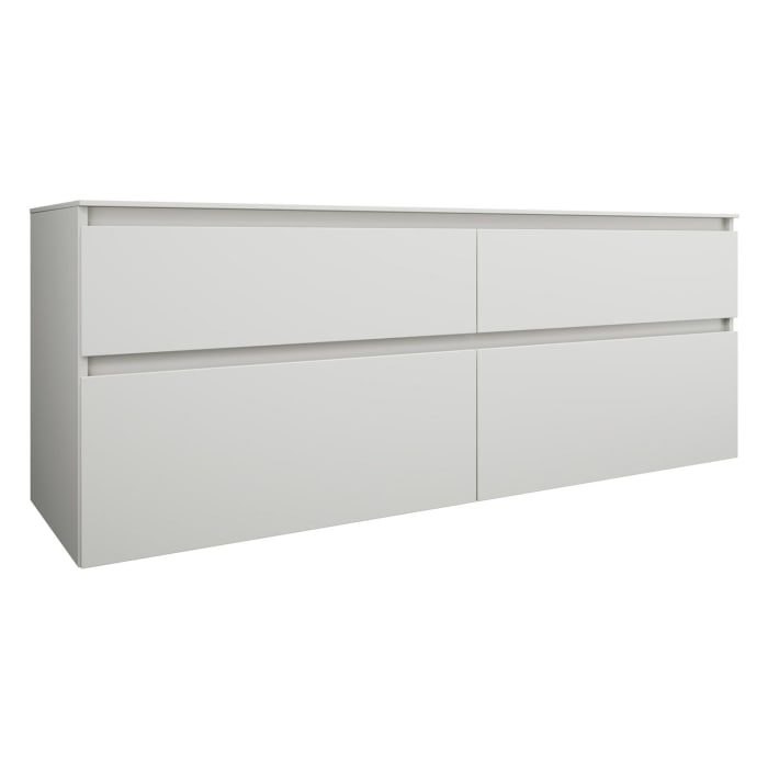 burgbad Lin20 Waschtischunterschrank mit Konsolenplatte 160 cm, 4 Auszüge, Beckenausschnitt links