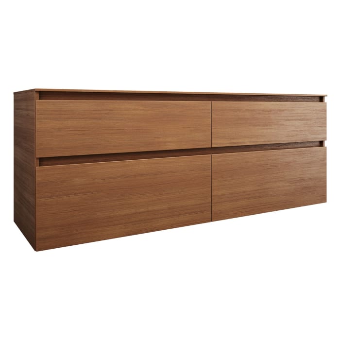 burgbad Lin20 Waschtischunterschrank mit Konsolenplatte 160 cm, 4 Auszüge, Beckenausschnitt links