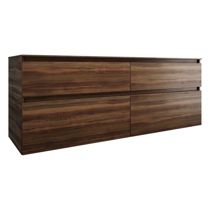 burgbad Lin20 Waschtischunterschrank mit Konsolenplatte 160 cm, 4 Auszüge, Beckenausschnitt links