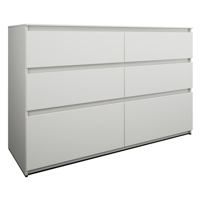 burgbad Lin20 Waschtischunterschrank mit Konsolenplatte 140 cm, 6 Auszüge, Beckenausschnitt links