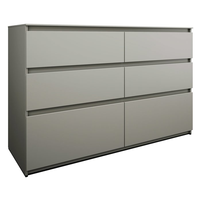 burgbad Lin20 Waschtischunterschrank mit Konsolenplatte 140 cm, 6 Auszüge, Beckenausschnitt links