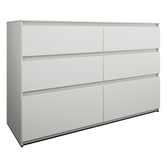 burgbad Lin20 Waschtischunterschrank mit Konsolenplatte 140 cm, 6 Auszüge, Beckenausschnitt links