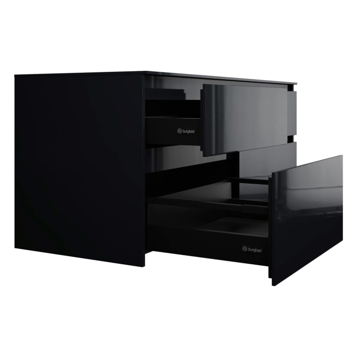 burgbad Lin20 Waschtischunterschrank mit Konsolenplatte 140 cm, 4 Auszüge, Beckenausschnitt rechts