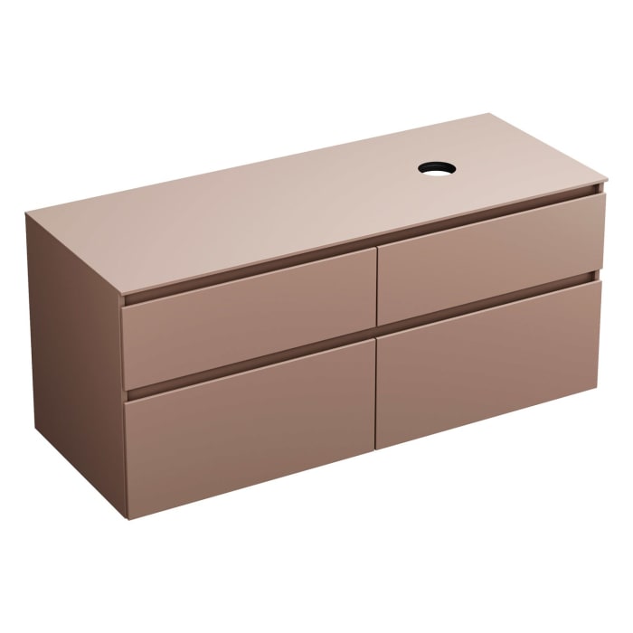 burgbad Lin20 Waschtischunterschrank mit Konsolenplatte 140 cm, 4 Auszüge, Beckenausschnitt rechts