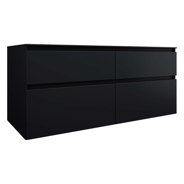 burgbad Lin20 Waschtischunterschrank mit Konsolenplatte 140 cm, 4 Auszüge, Beckenausschnitt rechts