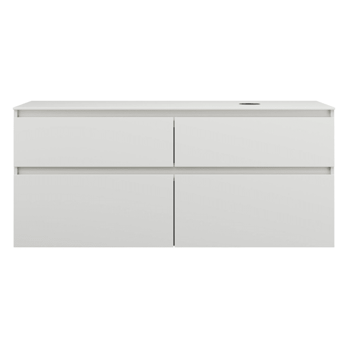 burgbad Lin20 Waschtischunterschrank mit Konsolenplatte 140 cm, 4 Auszüge, Beckenausschnitt rechts