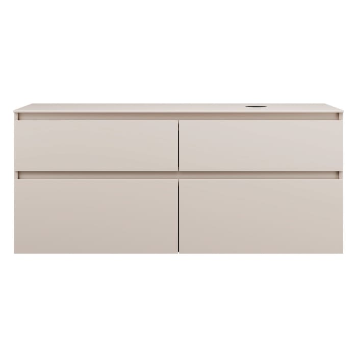 burgbad Lin20 Waschtischunterschrank mit Konsolenplatte 140 cm, 4 Auszüge, Beckenausschnitt rechts