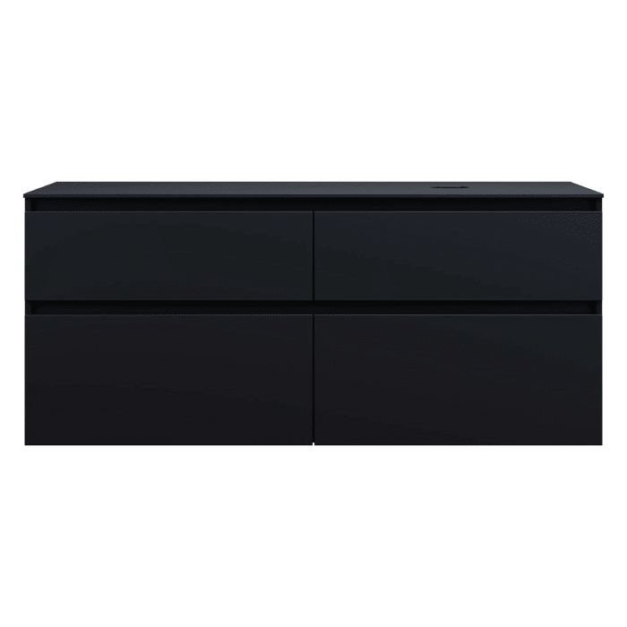 burgbad Lin20 Waschtischunterschrank mit Konsolenplatte 140 cm, 4 Auszüge, Beckenausschnitt rechts