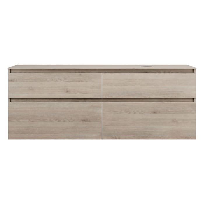 burgbad Lin20 Waschtischunterschrank mit Konsolenplatte 160 cm, 4 Auszüge, Beckenausschnitt rechts