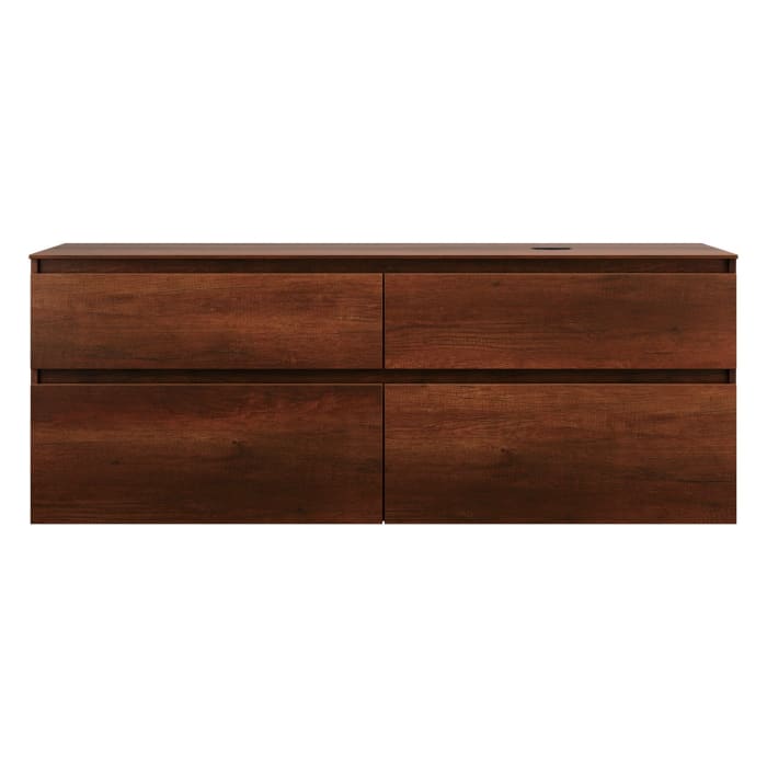 burgbad Lin20 Waschtischunterschrank mit Konsolenplatte 160 cm, 4 Auszüge, Beckenausschnitt rechts