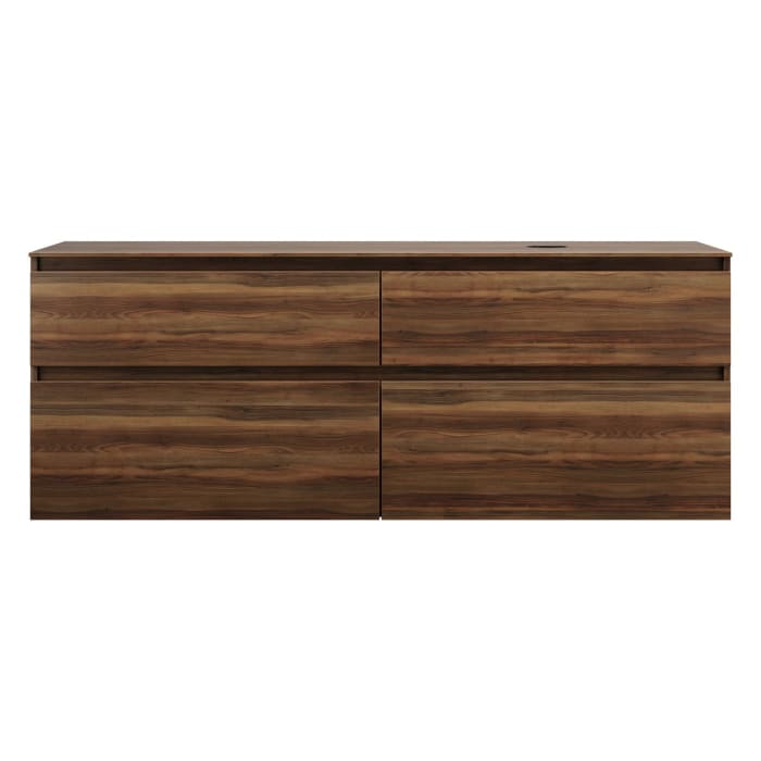 burgbad Lin20 Waschtischunterschrank mit Konsolenplatte 160 cm, 4 Auszüge, Beckenausschnitt rechts