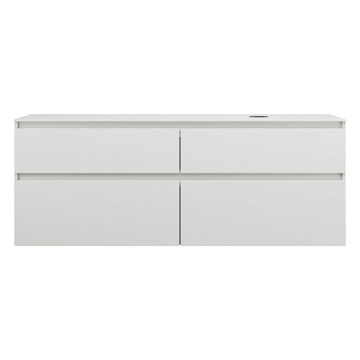 burgbad Lin20 Waschtischunterschrank mit Konsolenplatte 160 cm, 4 Auszüge, Beckenausschnitt rechts