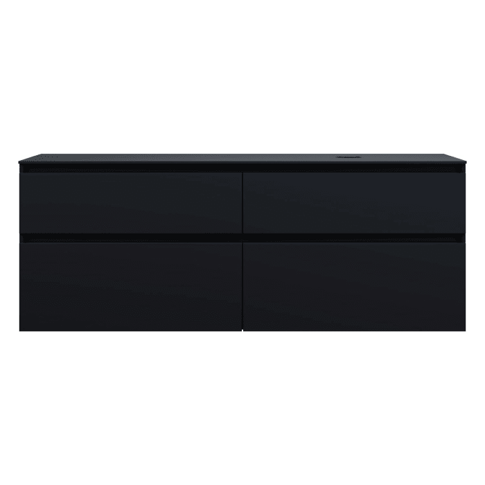 burgbad Lin20 Waschtischunterschrank mit Konsolenplatte 160 cm, 4 Auszüge, Beckenausschnitt rechts