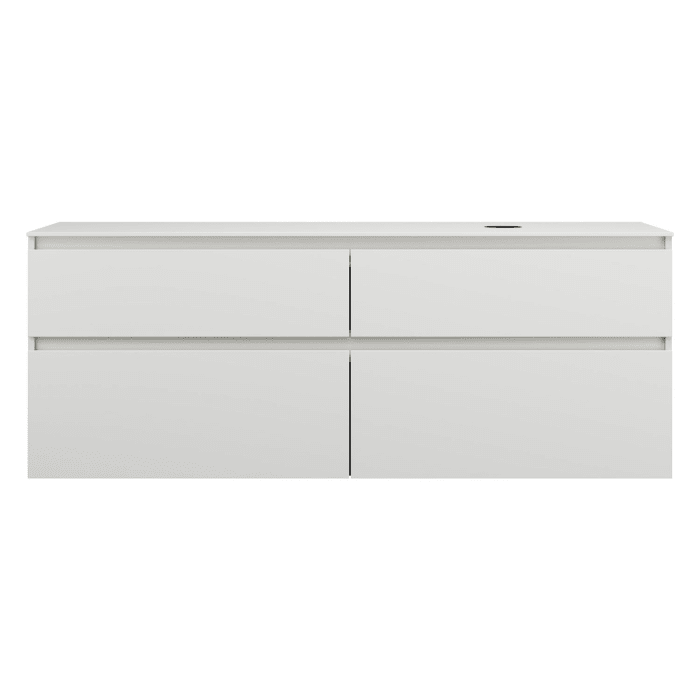 burgbad Lin20 Waschtischunterschrank mit Konsolenplatte 160 cm, 4 Auszüge, Beckenausschnitt rechts