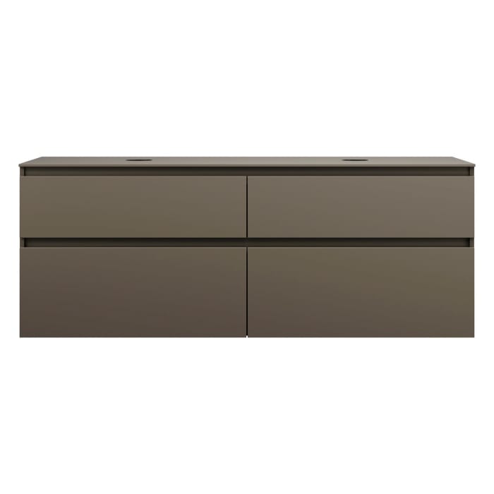 burgbad Lin20 Waschtischunterschrank mit Konsolenplatte 160 cm, 4 Auszüge, Beckenausschnitt links und rechts