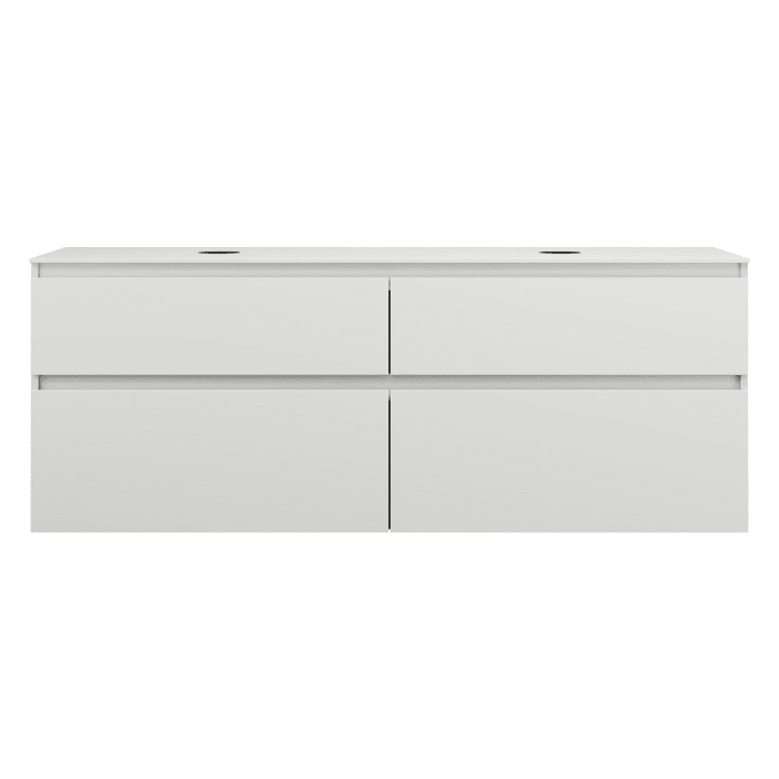 burgbad Lin20 Waschtischunterschrank mit Konsolenplatte 160 cm, 4 Auszüge, Beckenausschnitt links und rechts