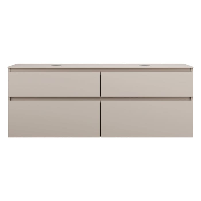 burgbad Lin20 Waschtischunterschrank mit Konsolenplatte 160 cm, 4 Auszüge, Beckenausschnitt links und rechts