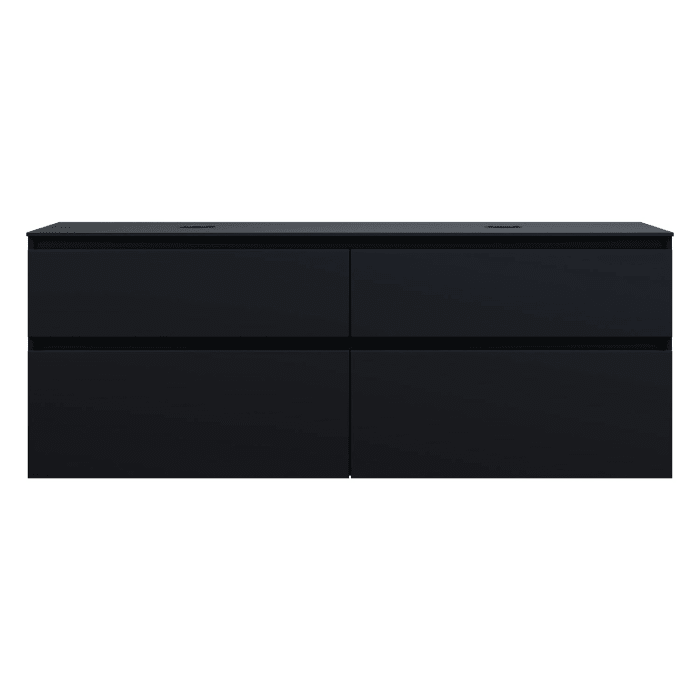 burgbad Lin20 Waschtischunterschrank mit Konsolenplatte 160 cm, 4 Auszüge, Beckenausschnitt links und rechts