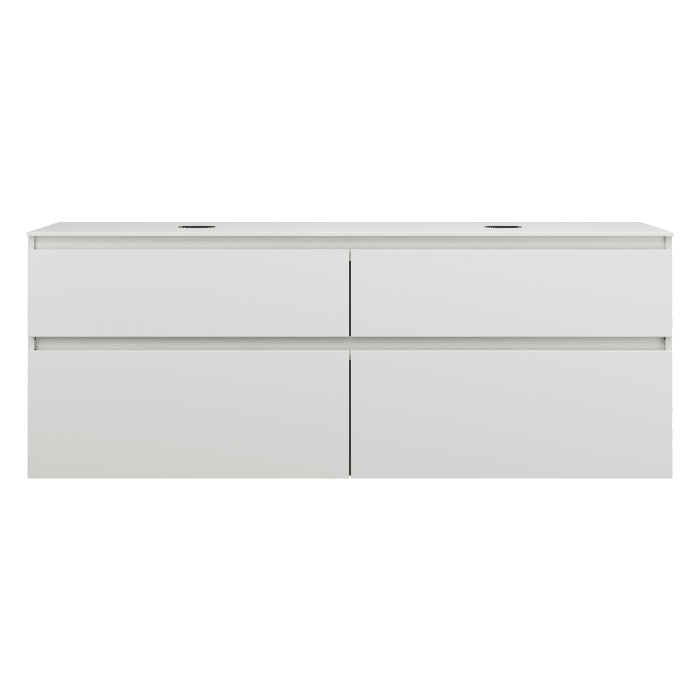 burgbad Lin20 Waschtischunterschrank mit Konsolenplatte 160 cm, 4 Auszüge, Beckenausschnitt links und rechts