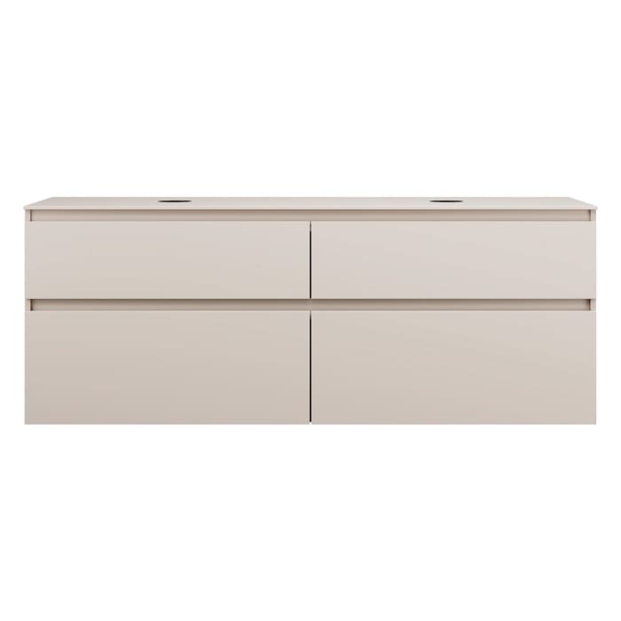 burgbad Lin20 Waschtischunterschrank mit Konsolenplatte 160 cm, 4 Auszüge, Beckenausschnitt links und rechts