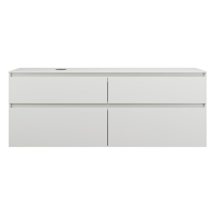 burgbad Lin20 Waschtischunterschrank mit Konsolenplatte 160 cm, 4 Auszüge, Beckenausschnitt links