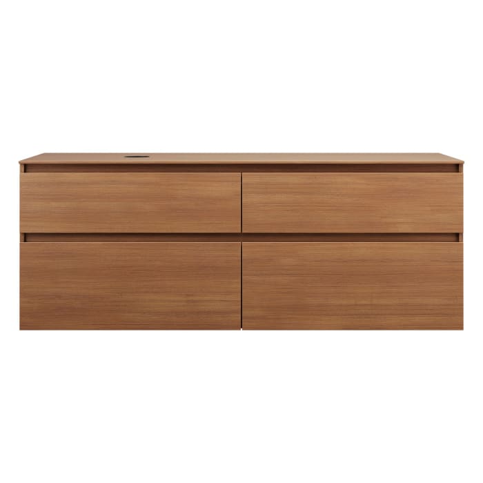 burgbad Lin20 Waschtischunterschrank mit Konsolenplatte 160 cm, 4 Auszüge, Beckenausschnitt links