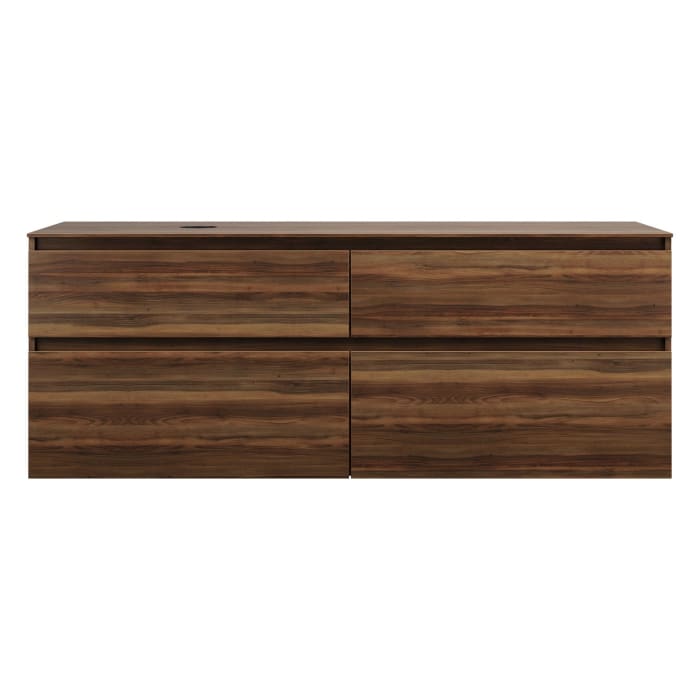 burgbad Lin20 Waschtischunterschrank mit Konsolenplatte 160 cm, 4 Auszüge, Beckenausschnitt links