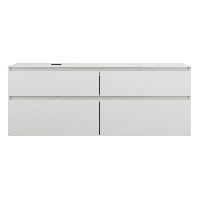 burgbad Lin20 Waschtischunterschrank mit Konsolenplatte 160 cm, 4 Auszüge, Beckenausschnitt links