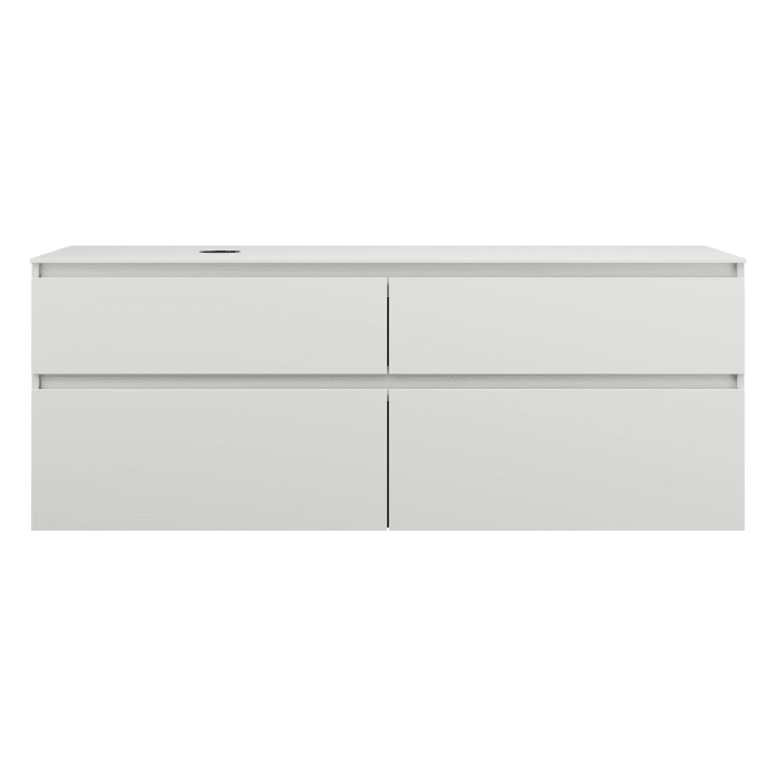 burgbad Lin20 Waschtischunterschrank mit Konsolenplatte 160 cm, 4 Auszüge, Beckenausschnitt links