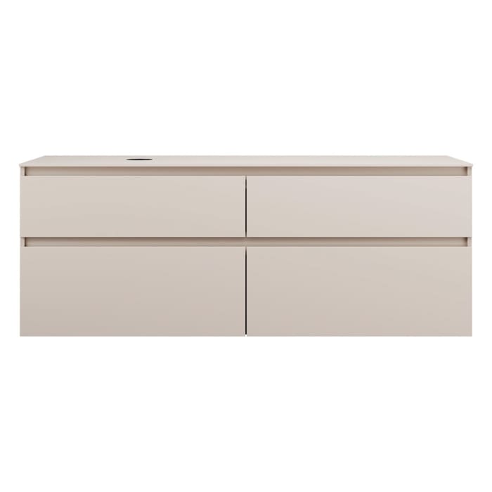 burgbad Lin20 Waschtischunterschrank mit Konsolenplatte 160 cm, 4 Auszüge, Beckenausschnitt links