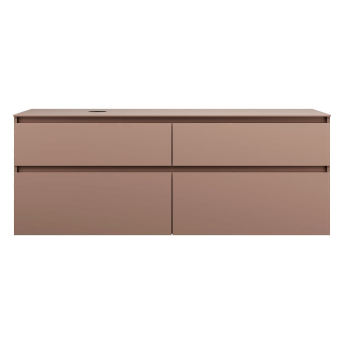 burgbad Lin20 Waschtischunterschrank mit Konsolenplatte 160 cm, 4 Auszüge, Beckenausschnitt links