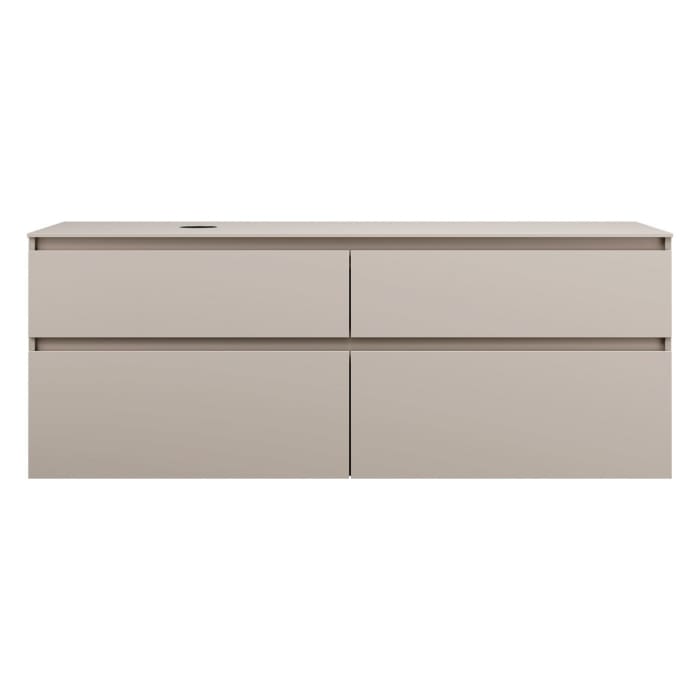 burgbad Lin20 Waschtischunterschrank mit Konsolenplatte 160 cm, 4 Auszüge, Beckenausschnitt links