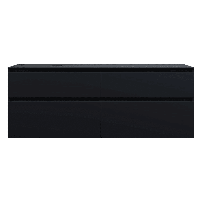 burgbad Lin20 Waschtischunterschrank mit Konsolenplatte 160 cm, 4 Auszüge, Beckenausschnitt links