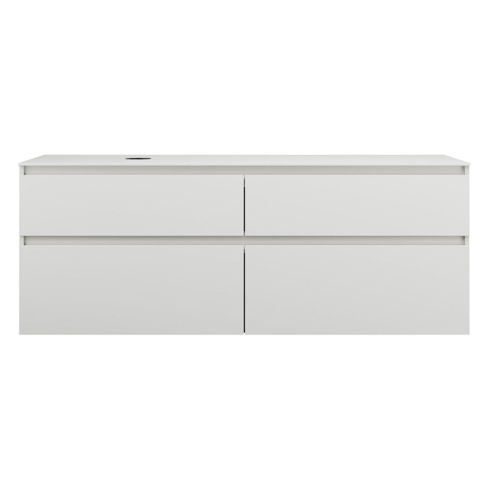 burgbad Lin20 Waschtischunterschrank mit Konsolenplatte 160 cm, 4 Auszüge, Beckenausschnitt links