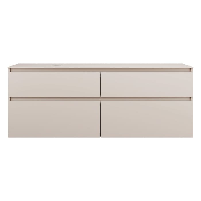 burgbad Lin20 Waschtischunterschrank mit Konsolenplatte 160 cm, 4 Auszüge, Beckenausschnitt links