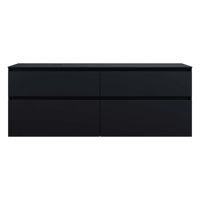 burgbad Lin20 Waschtischunterschrank mit Konsolenplatte 160 cm, 4 Auszüge, Beckenausschnitt links