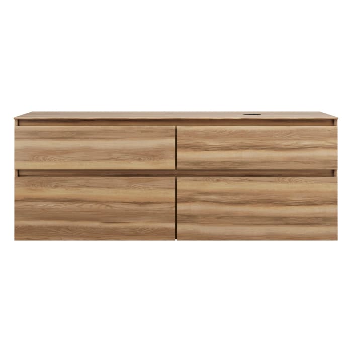 burgbad Lin20 Waschtischunterschrank mit Konsolenplatte 160 cm, 4 Auszüge, Beckenausschnitt rechts