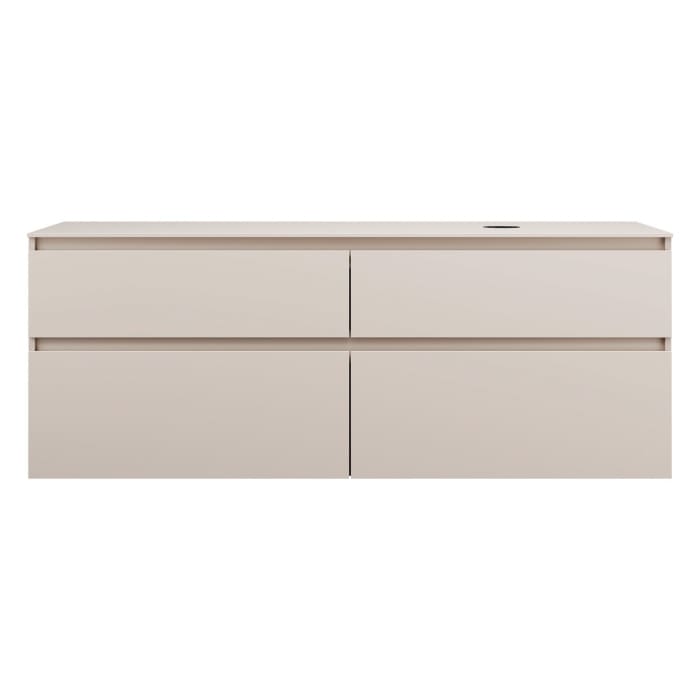 burgbad Lin20 Waschtischunterschrank mit Konsolenplatte 160 cm, 4 Auszüge, Beckenausschnitt rechts