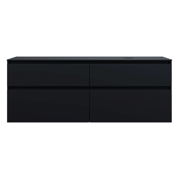 burgbad Lin20 Waschtischunterschrank mit Konsolenplatte 160 cm, 4 Auszüge, Beckenausschnitt rechts