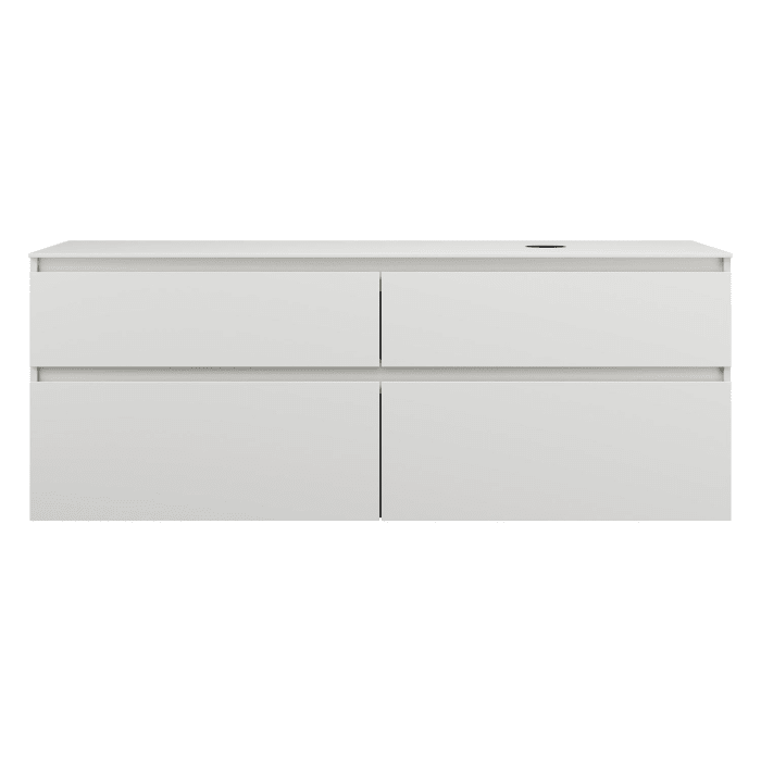 burgbad Lin20 Waschtischunterschrank mit Konsolenplatte 160 cm, 4 Auszüge, Beckenausschnitt rechts