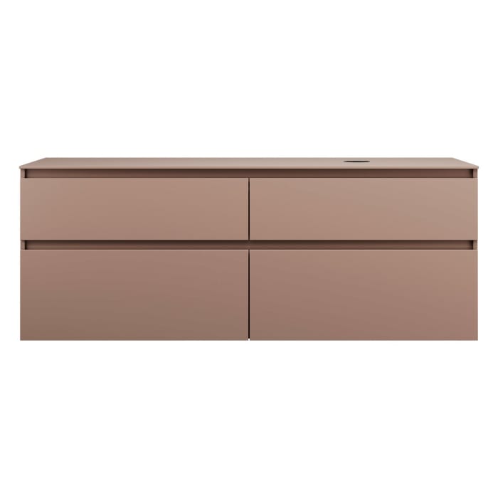 burgbad Lin20 Waschtischunterschrank mit Konsolenplatte 160 cm, 4 Auszüge, Beckenausschnitt rechts