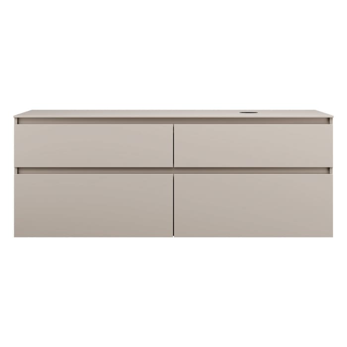 burgbad Lin20 Waschtischunterschrank mit Konsolenplatte 160 cm, 4 Auszüge, Beckenausschnitt rechts