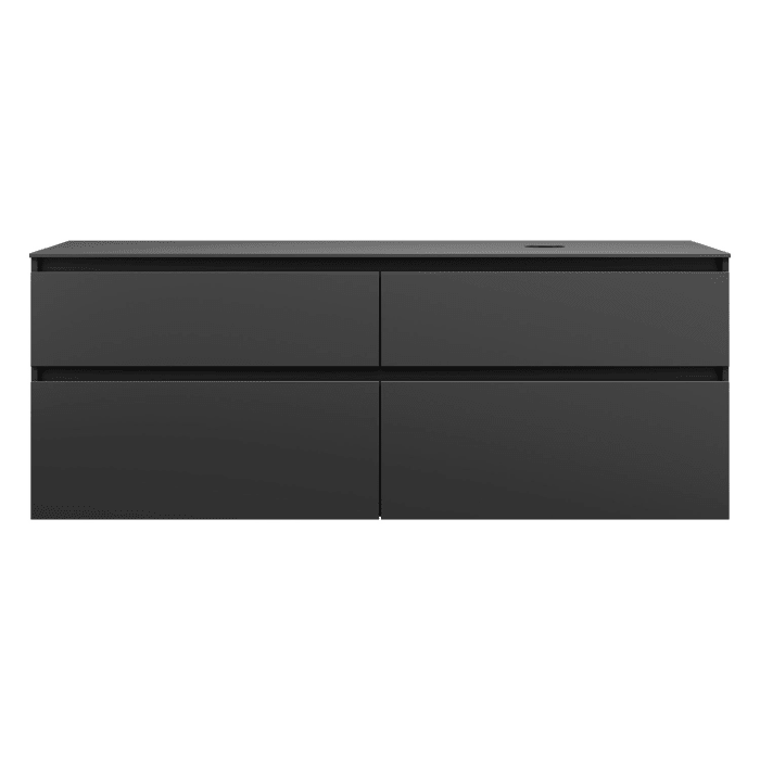 burgbad Lin20 Waschtischunterschrank mit Konsolenplatte 160 cm, 4 Auszüge, Beckenausschnitt rechts