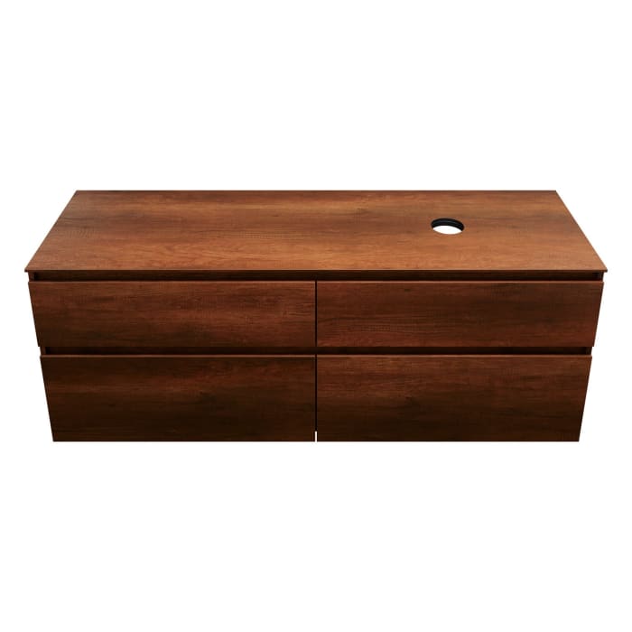 burgbad Lin20 Waschtischunterschrank mit Konsolenplatte 160 cm, 4 Auszüge, Beckenausschnitt rechts